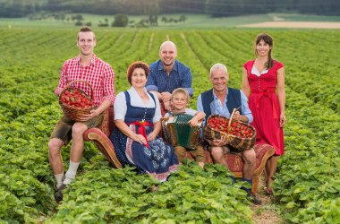 Familie Wurzer am Erdbeerfeld, © Wurzers Spezialitäten Manufaktur