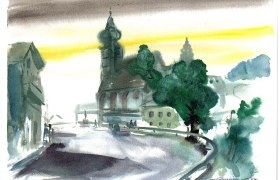 Aquarell von Sepp Gamsjäger, © gamsburg.at